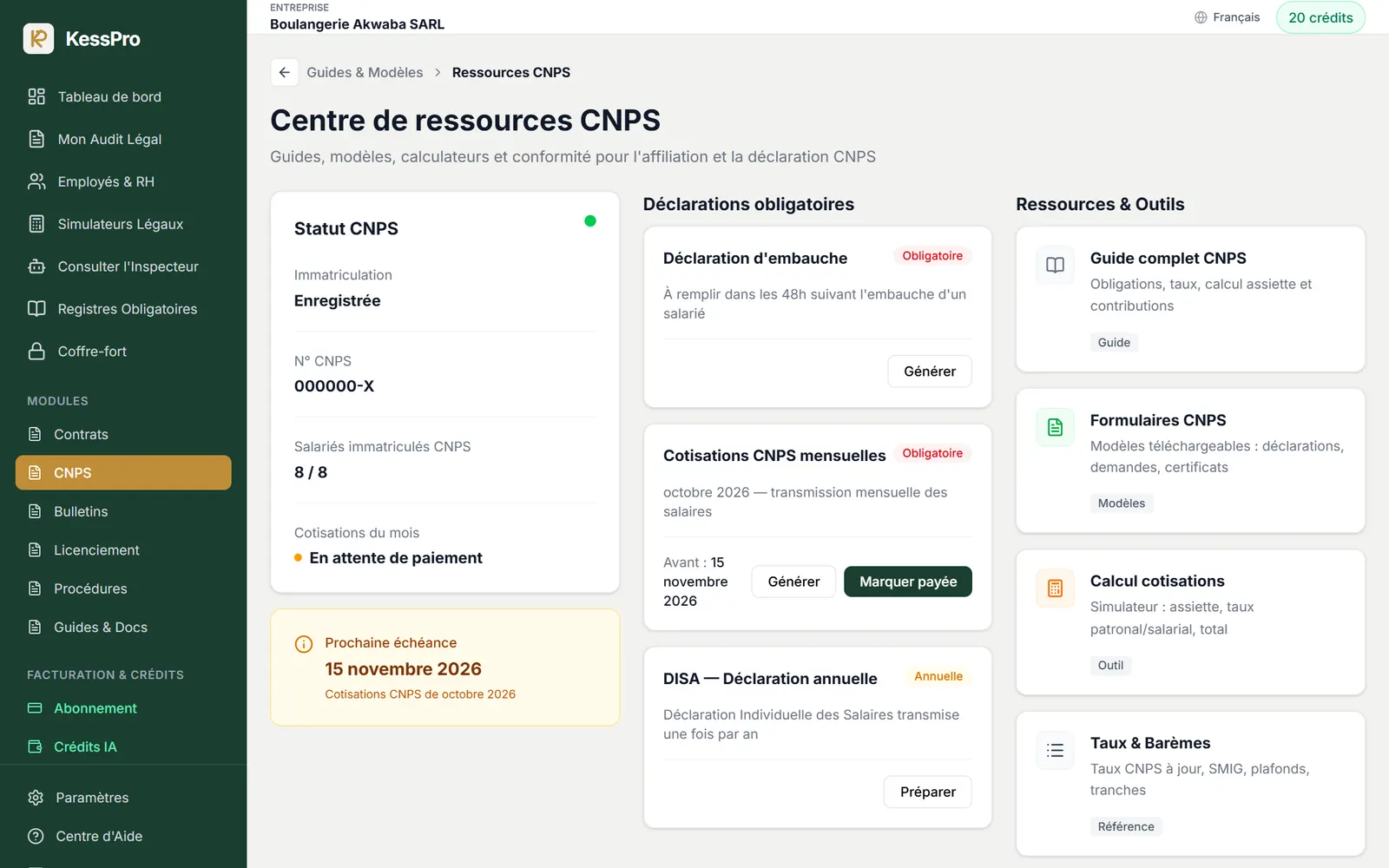Centre de ressources CNPS : statut, déclarations obligatoires et prochaine échéance