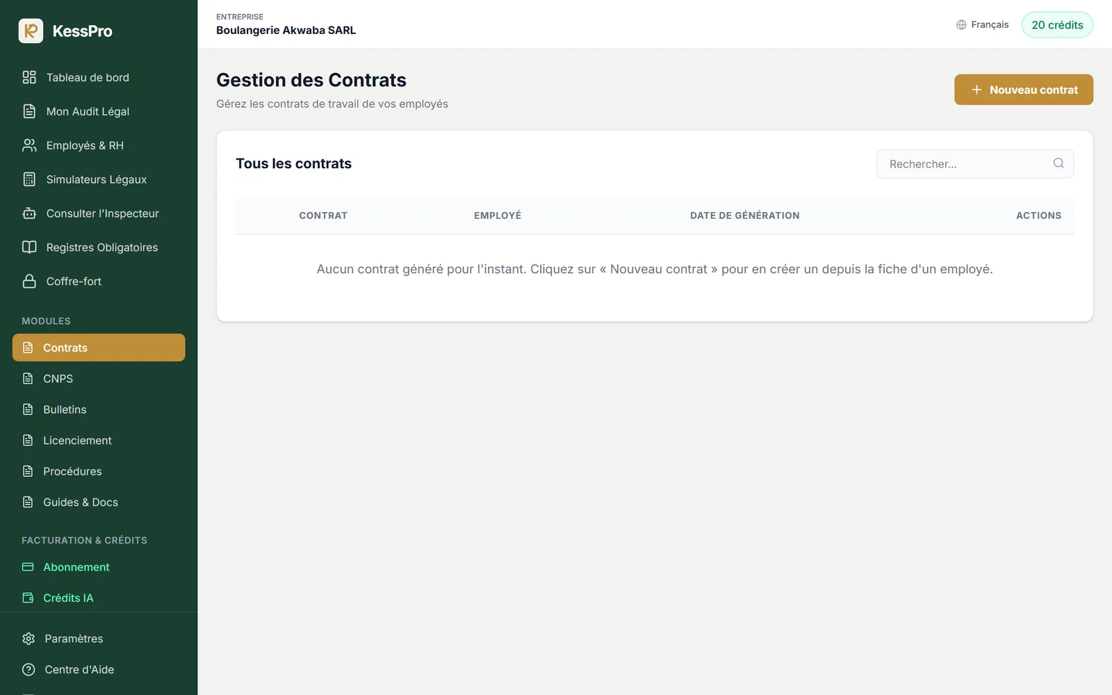 Gestion des contrats de travail