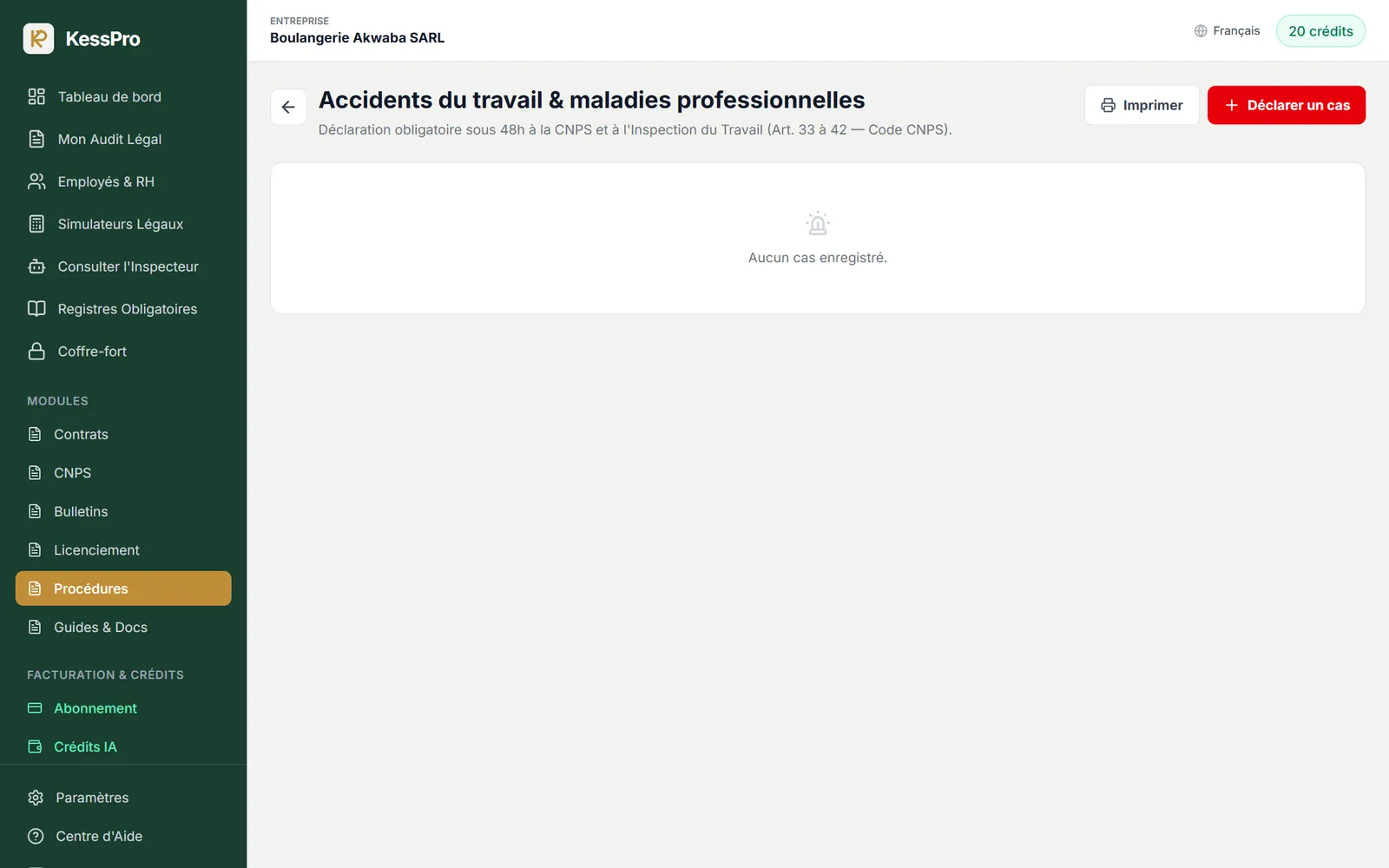 Déclaration des accidents du travail